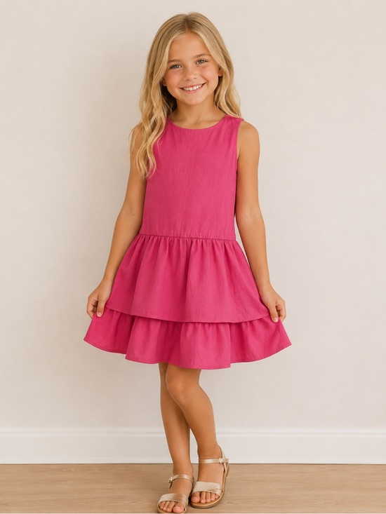 Crewcuts Other - Crew cuts Girls' Sleeveless Tiered Dress in Hot Pink